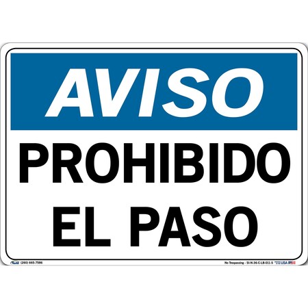 Vestil Vinyl Label Sign, 10-1/2" Height, 14-1/2" Width, Vinyl Label, Rectangle, Spanish SI-N-36-C-LB-011-S